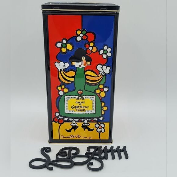 Vintage Tin 1990 Grand Marnier Container Art Artist Romero Britto #1026 - Picture 14 of 16